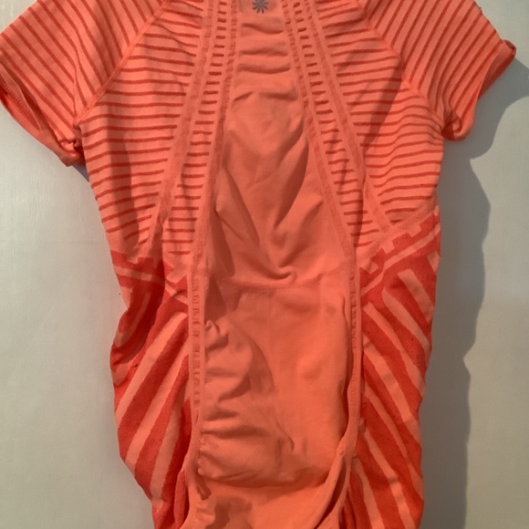 Athleta, Size Medium, Short-sleeved, work-out shirt.  Orange. - Picture 3 of 3